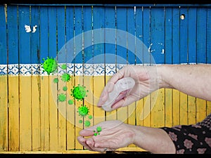 Closeup shot of a person washing hands with a soap getting rid of covid-19 virus