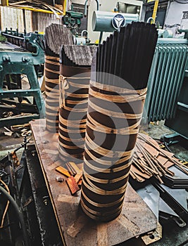 Closeup shot of 3-phase transformer core