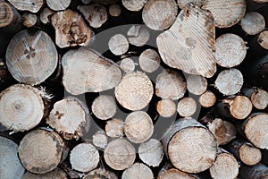 Closeup shot of a pile of chopped firewood stock up for winter