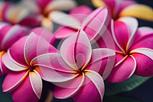 Closeup shot of pink plumerias