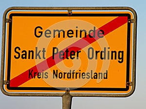 Closeup shot of a place-name-sign at St. Peter-Ording