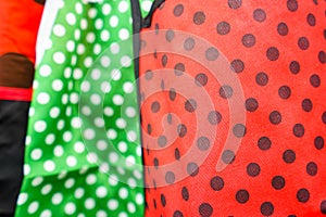 Closeup shot of polka dot pattern fabric