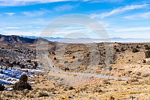 Closeup shot of the Pony Express Trail running through the western desert of Utah