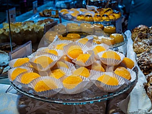 Closeup shot of Portuguese conventual sweets called Gemas Reais