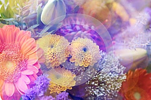 Closeup shot of a purple and yellow flower bouquet - perfect for background