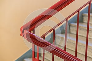 Closeup shot of a red railing