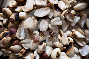 Closeup shot of roasted unsalted peanuts