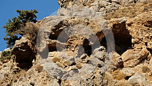 Closeup shot of a rocky area on a mountainside