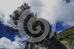 Closeup shot of a rocky landscape in Chimborazo volcano in Ecuador