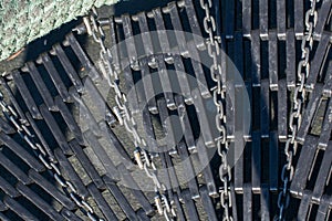 Closeup shot of rusty metal chains