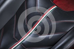 Closeup shot of the seat texture of a modern luxury sport car