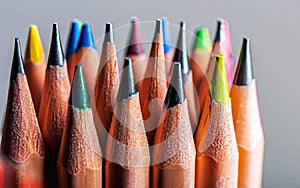 Closeup shot of sharpened pencils of different colors