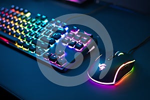 RGB Gaming Keyboard and Mouse Setup Illuminated Peripherals photo