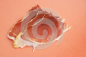 Closeup shot of slices of serrano ham
