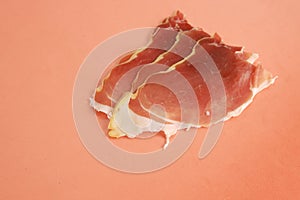 Closeup shot of slices of serrano Spanish ham