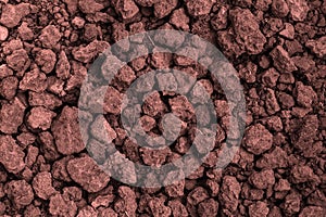 Closeup shot of Soil texture, cultivated dirt, earth, ground, br