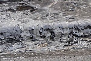 Closeup shot of solidified petroleum from the explosion of the oil tanks of the supertanker.