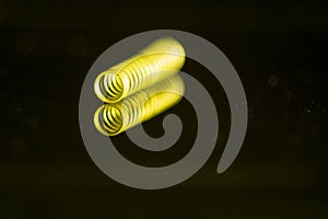 Closeup shot of a spiral metal on an  background