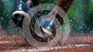 Closeup shot of a sprinters feet digging into the starting blocks the energy and power about to be unleashed