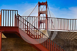 Closeup shot of the stairs of the Golden Gate Bridge, San Francisco, California