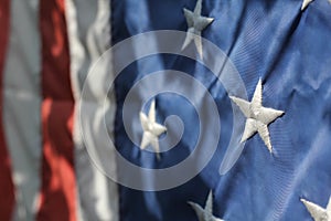 Closeup shot of the stars on the flag of the United States of America