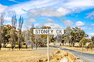 Closeup shot of a Stoney Creek sign on a beautiful natural background