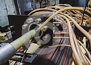 Closeup shot of tap changer of high voltage transformer