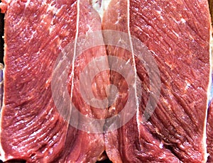 Closeup shot of the texture of a sectioned red muscle