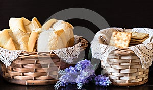 Closeup shot of traditional Brazilian bread in a basket