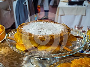 Closeup shot of traditional Portuguese conventual sweet cake photo
