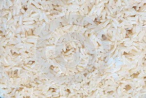 Closeup shot of uncooked purified rice grains