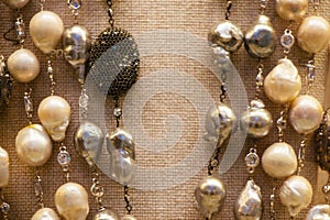 Closeup shot of vintage jewelry in the market