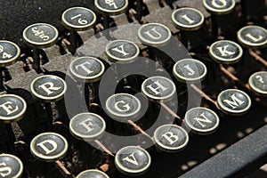 Closeup shot of a vintage typewriter keys