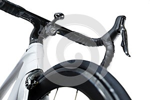 Roadbike with front flashlight under the handlebar