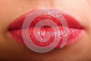 Closeup shot of woman lips