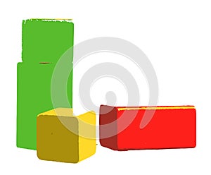 Closeup shot of wooden colorful building blocks on an isolated background