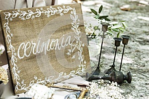 Closeup shot of a wooden sign with the word