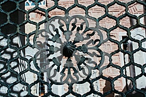 Closeup shot of wrought iron decoration in the set