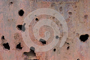 Shrapnel holes. photo