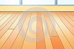 closeup of a side porchs wooden flooring or deck, magazine style illustration