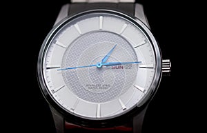 Closeup silver wrist watch