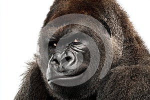 Closeup silverback gorilla portrait dramatic