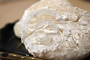 Closeup on a single bun of Japanese mochi