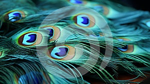 Closeup a single peacock feather