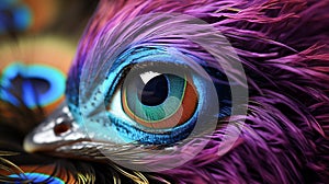 Closeup a single peacock feather