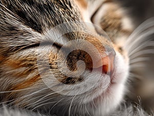 Closeup of a Sleeping Brown and Orange Tabby Kitten