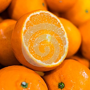 Closeup of sliced oranges