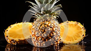 Closeup of sliced pineapple, in healthy food concept. AI generated photo