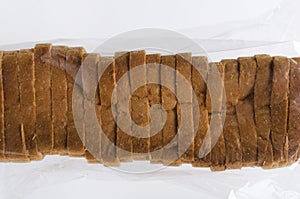 Closeup of sliced white bread for toast in the plastic bag