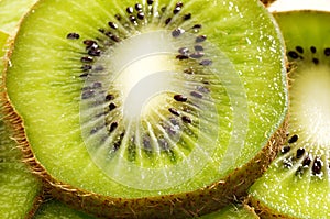 Closeup slices of juicy kiwi